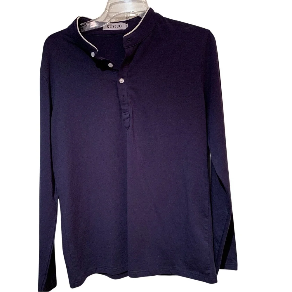 KUYIGO. Men's Casual long‎ sleeved Navy shirt. Size M.